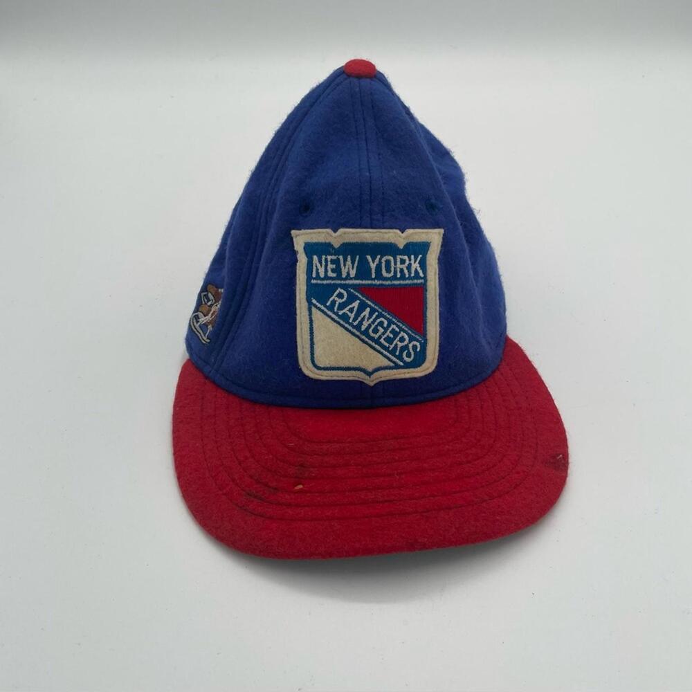 VINTAGE New York Rangers Hat Cap Blue Red Hockey Roman Pro Mens 90s